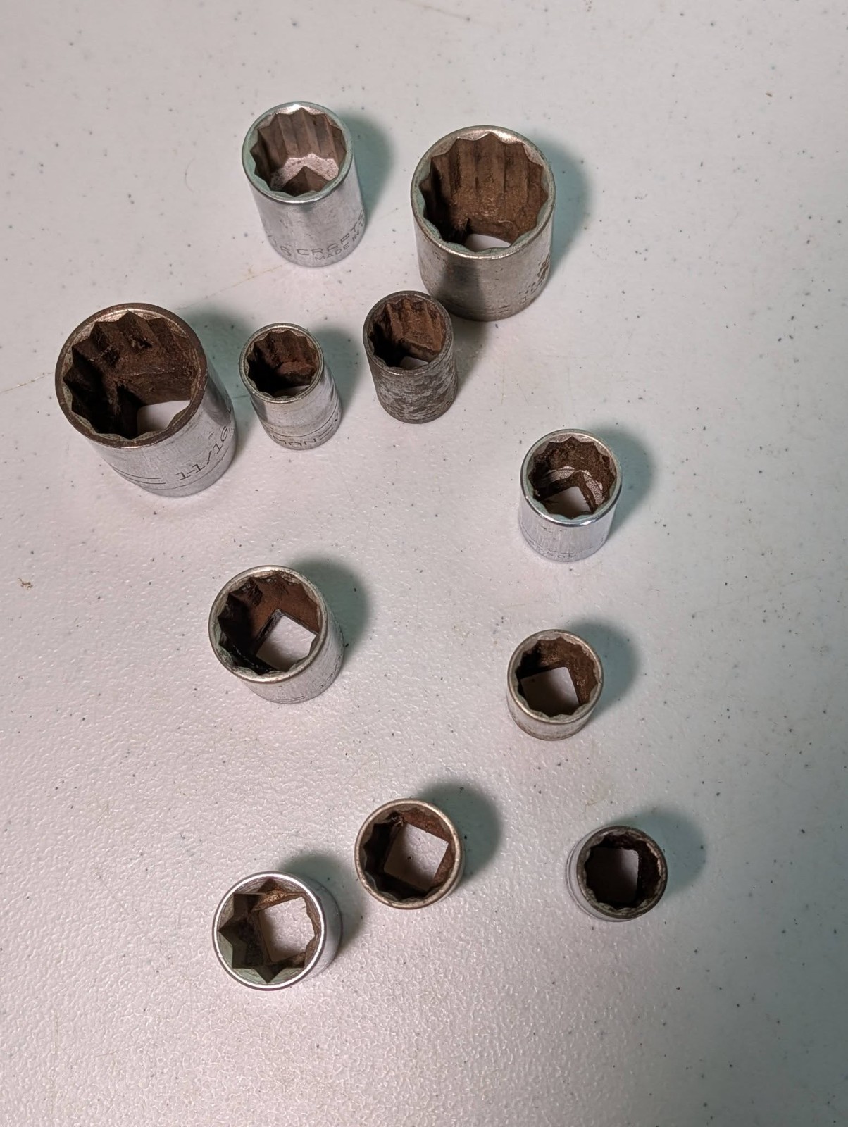 Vintage Craftsman 12 Point Sockets 1/2″ Drive Various Sizes Lot of 11 Made in US