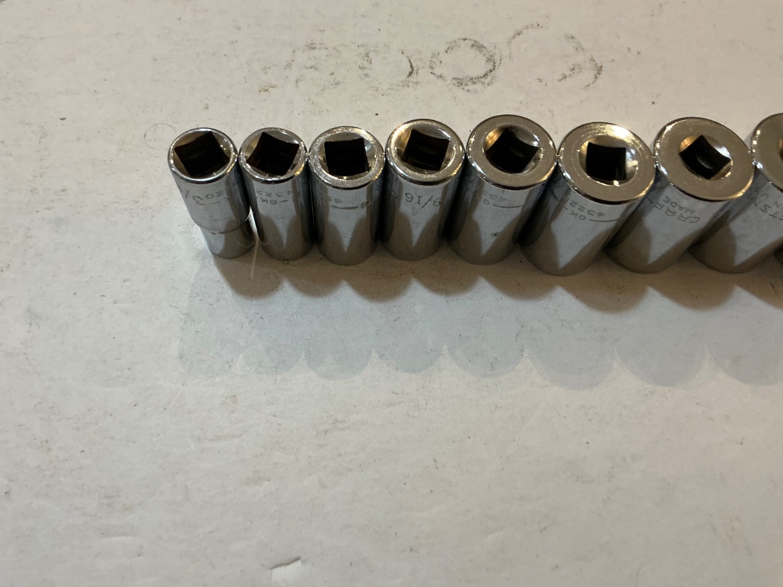 RARE Craftsman USA Mid-Length Semi-Deep SAE 9pc socket set 3/8” Dr 6Pt 3/8”-7/8”