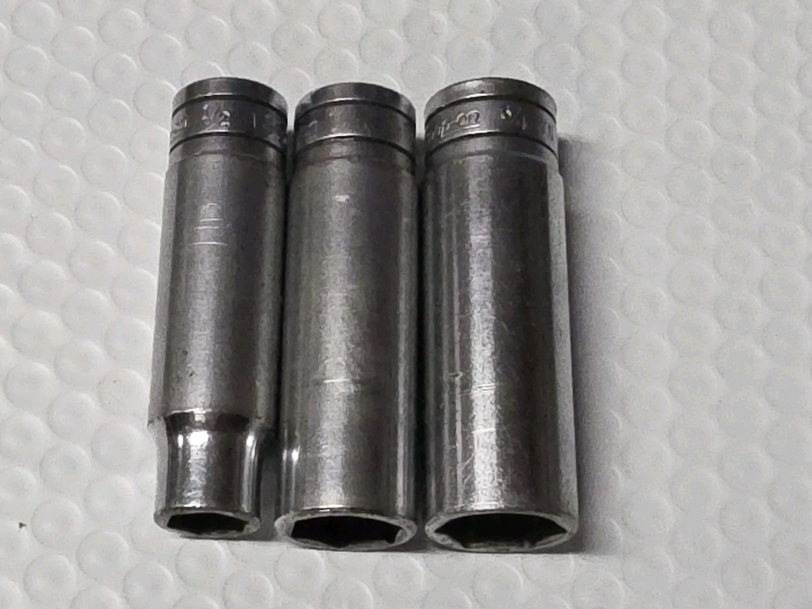 Snap-on 3/8 Drive TS SAE 3/4, 11/16, & 1/2 6 Point Sockets.