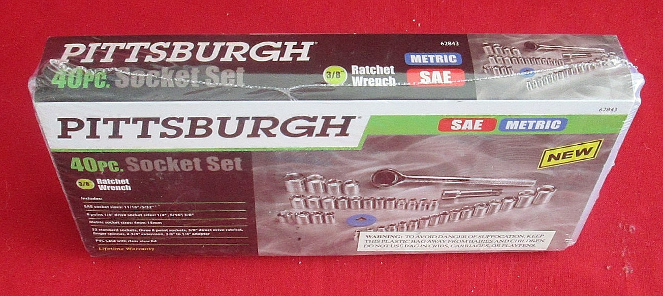 New in Sealed Package Pittsburgh 40 Piece Socket Set – Standard and Metric