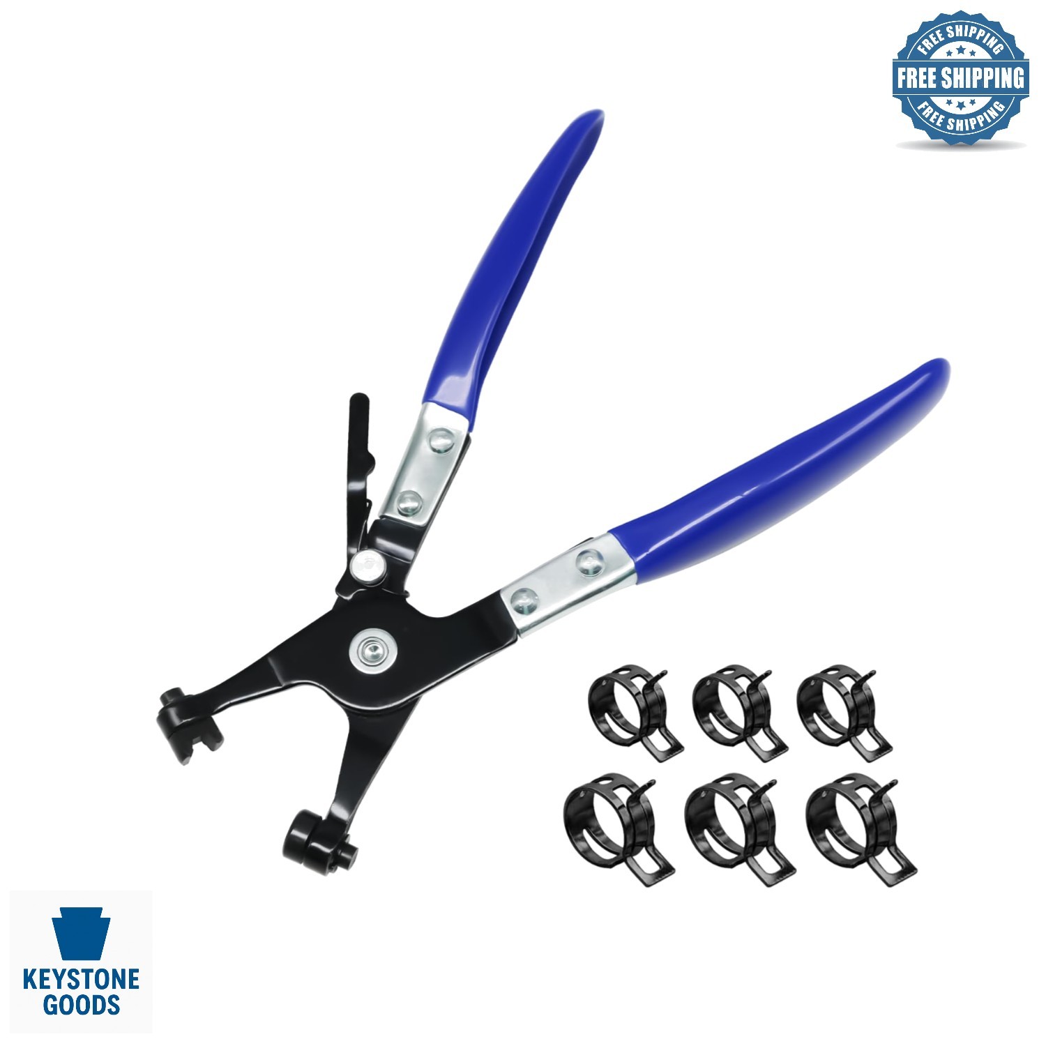 Automotive Hose Clamp Pliers with Swivel Flat Band & Zinc Clamps