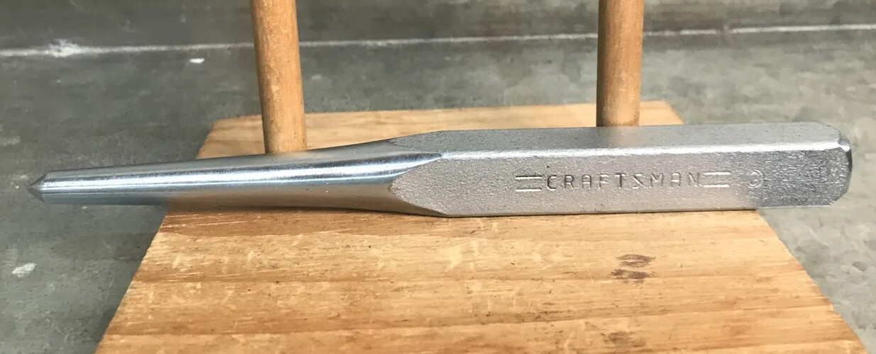 Craftsman Vintage 69 Cents 1/2” Pointed Prick Punch 5 3/4” Made in USA LN 2 Line