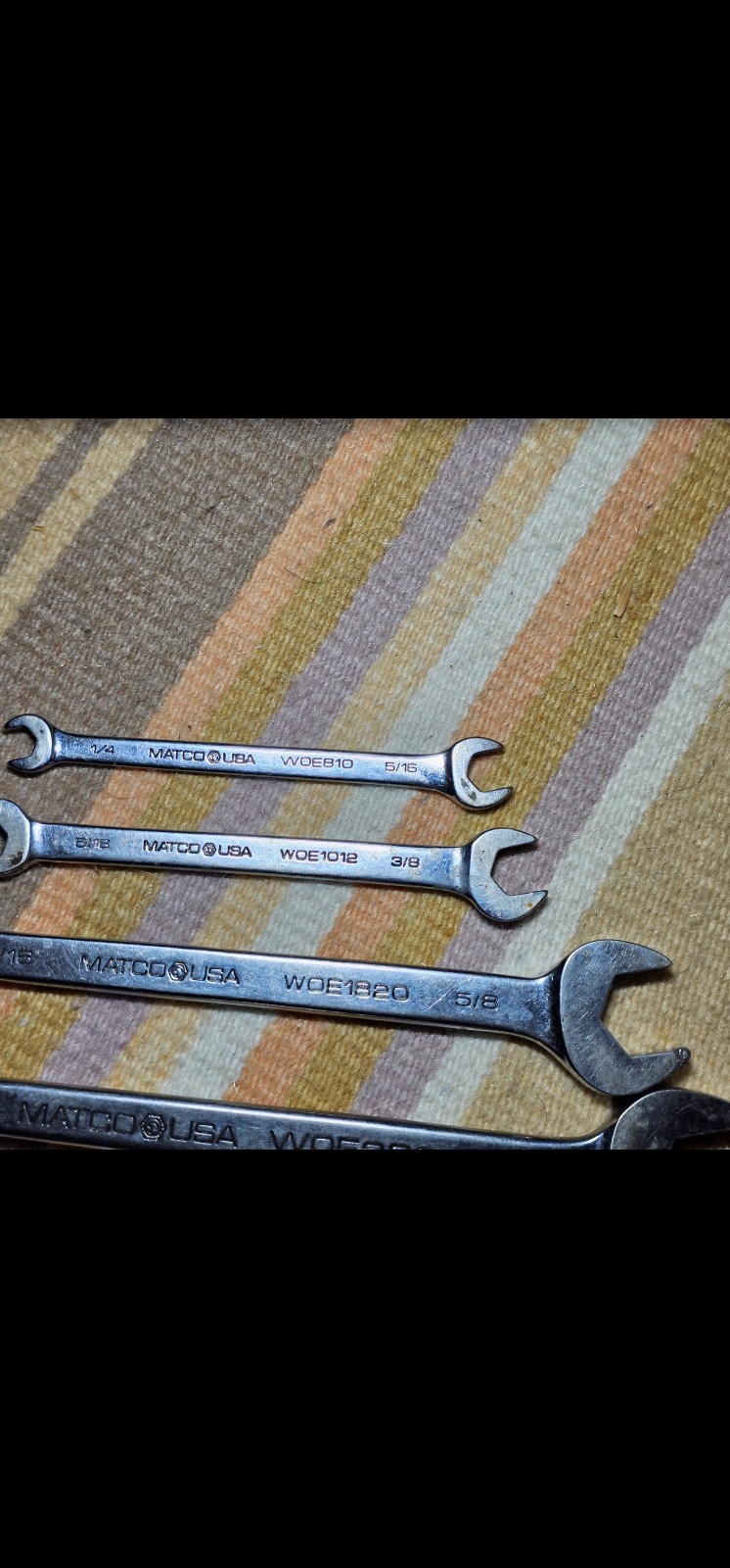 Matco Tools 5 Piece SAE Combination Matco Wrench Set See Photos Tools Pre Owned
