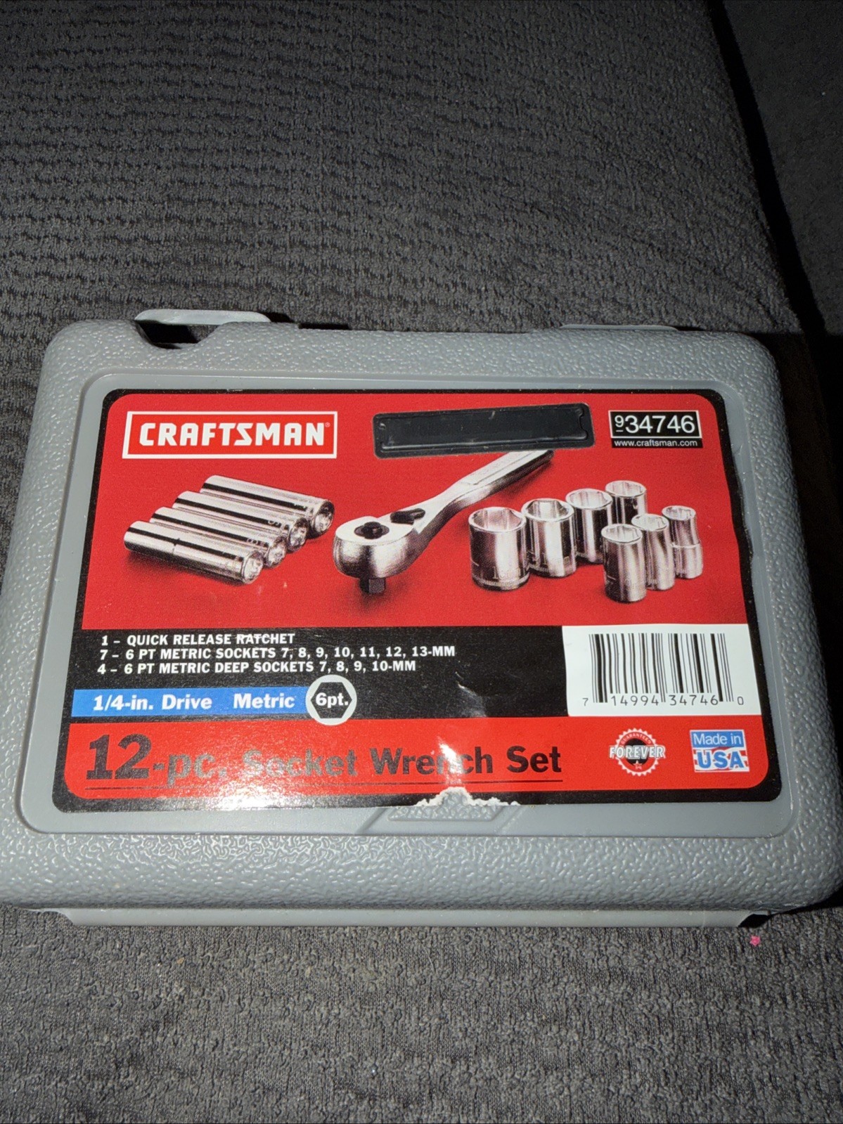 Sears Craftsman NOS 12pc Metric 1/4” Drive 6 Point Socket Set CASE ONLY 34746