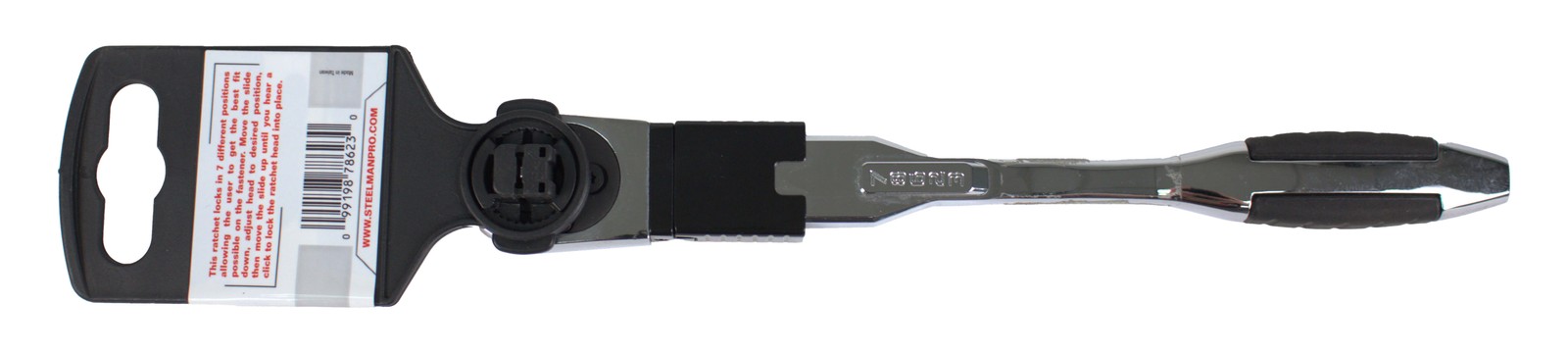 Steelman Pro 8in Locking Flex-Head 90 Teeth Ratchet 1/4in Drive Reversible 78623