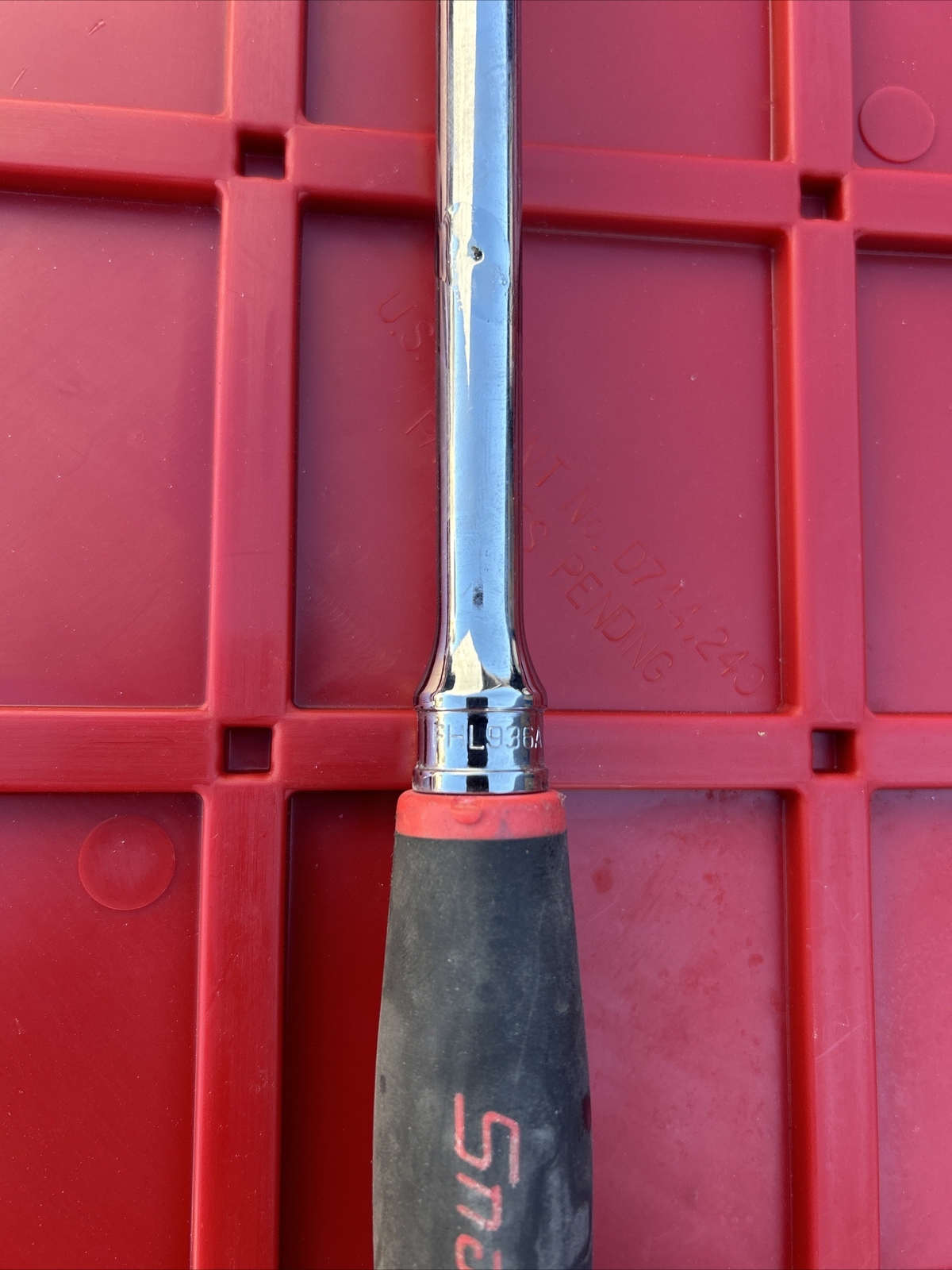 SnapOn FHL936A Chrome 3/8″dr Ratchet Wrench 12.5″L Soft Red Handle USA Good 8/10