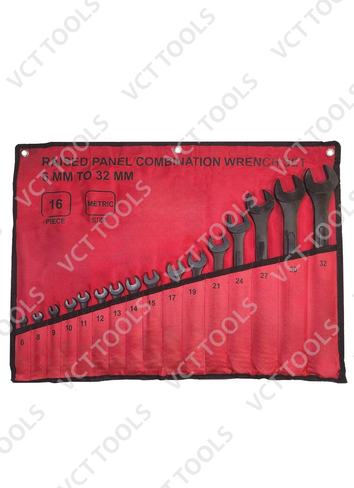 16‑Pc Metric Wrench Set 6–32mm | Heavy Duty Chrome Vanadium Combination