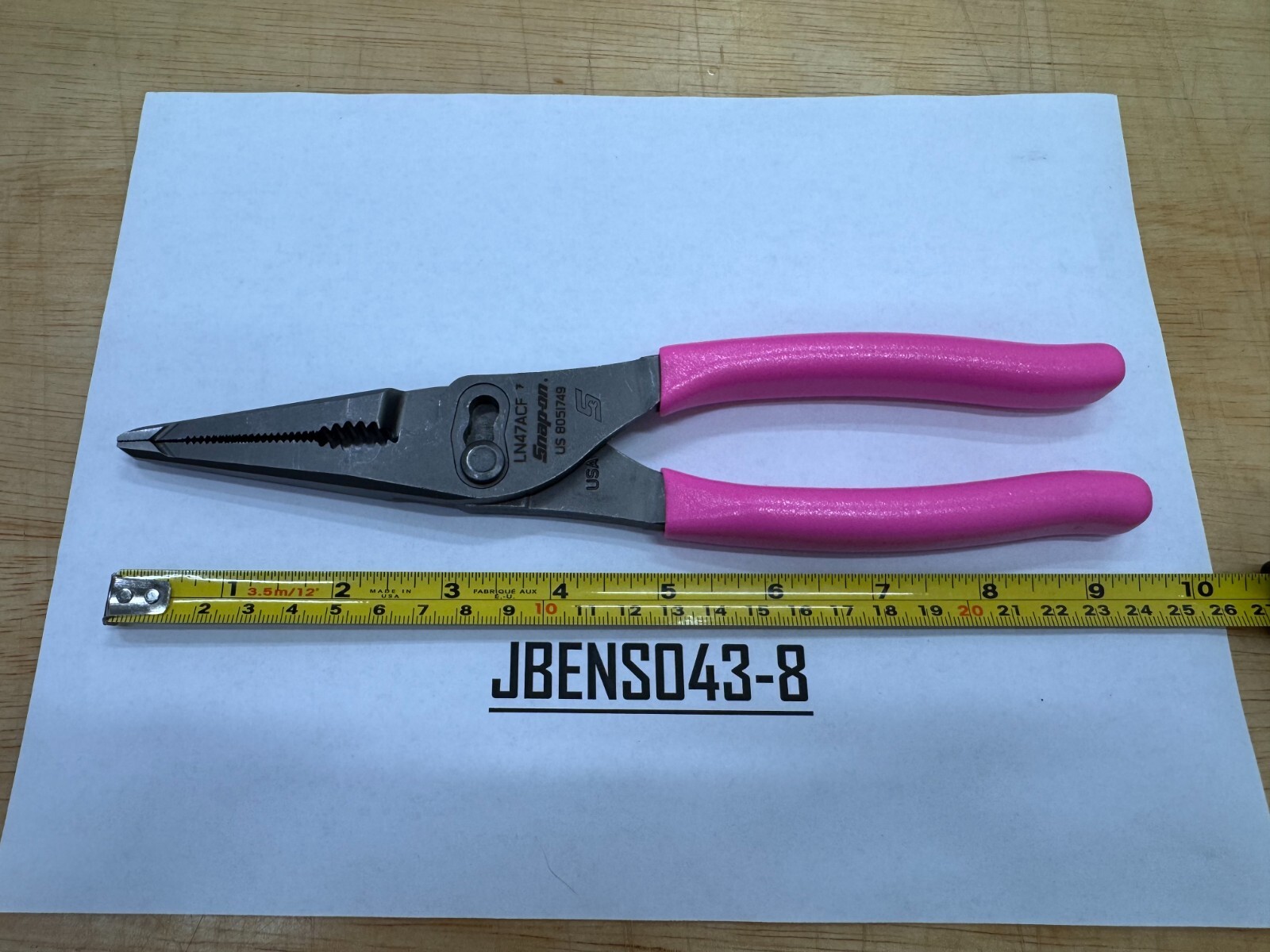 Snap-On Tools USA NEW PINK 9″ Soft Grip Long Nose Slip Joint Pliers LN47ACFP