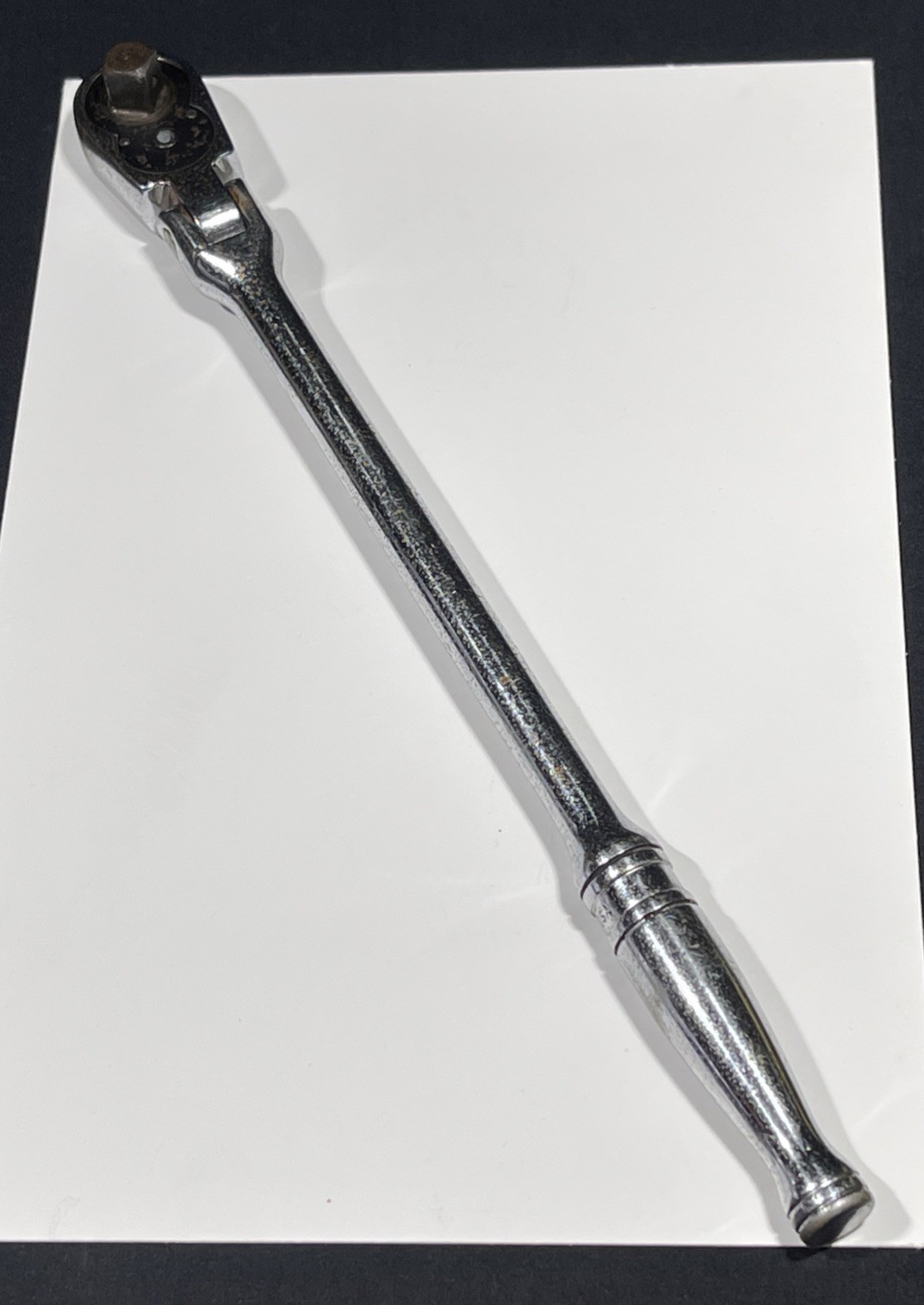 Snap/On F731 – Chrome 3/8″ DR., 11-1/4”LONG HANDLE, FLEX HEAD, RATCHET