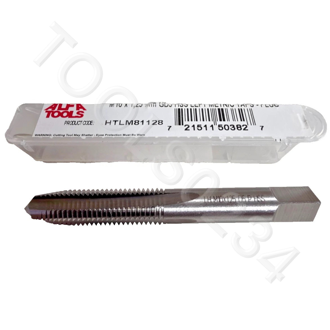 M10 x 1.25 LEFT HAND Plug Tap Alfa HTLM81128 Hand 10MM HSS 4FL LH Metric
