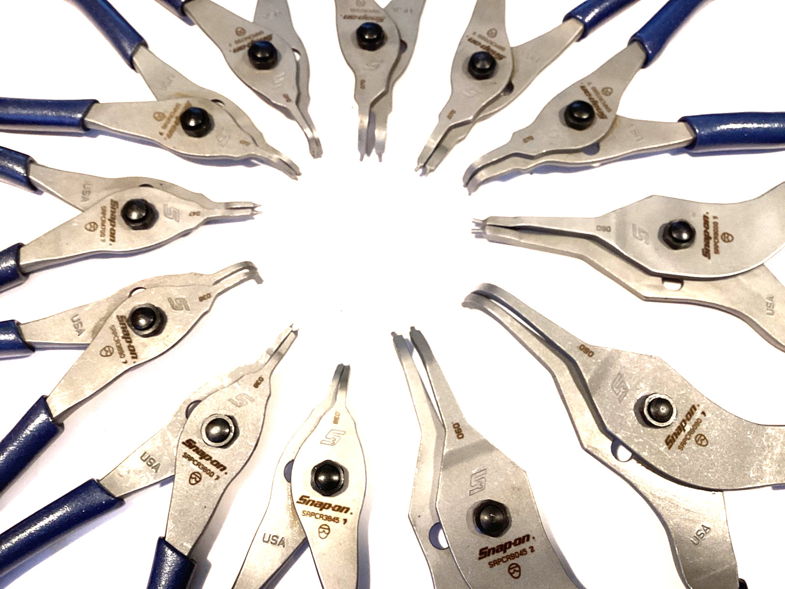 Snap on NEW 12 Piece Push Button Convertible Retainer Ring Pliers Set SRPCR112