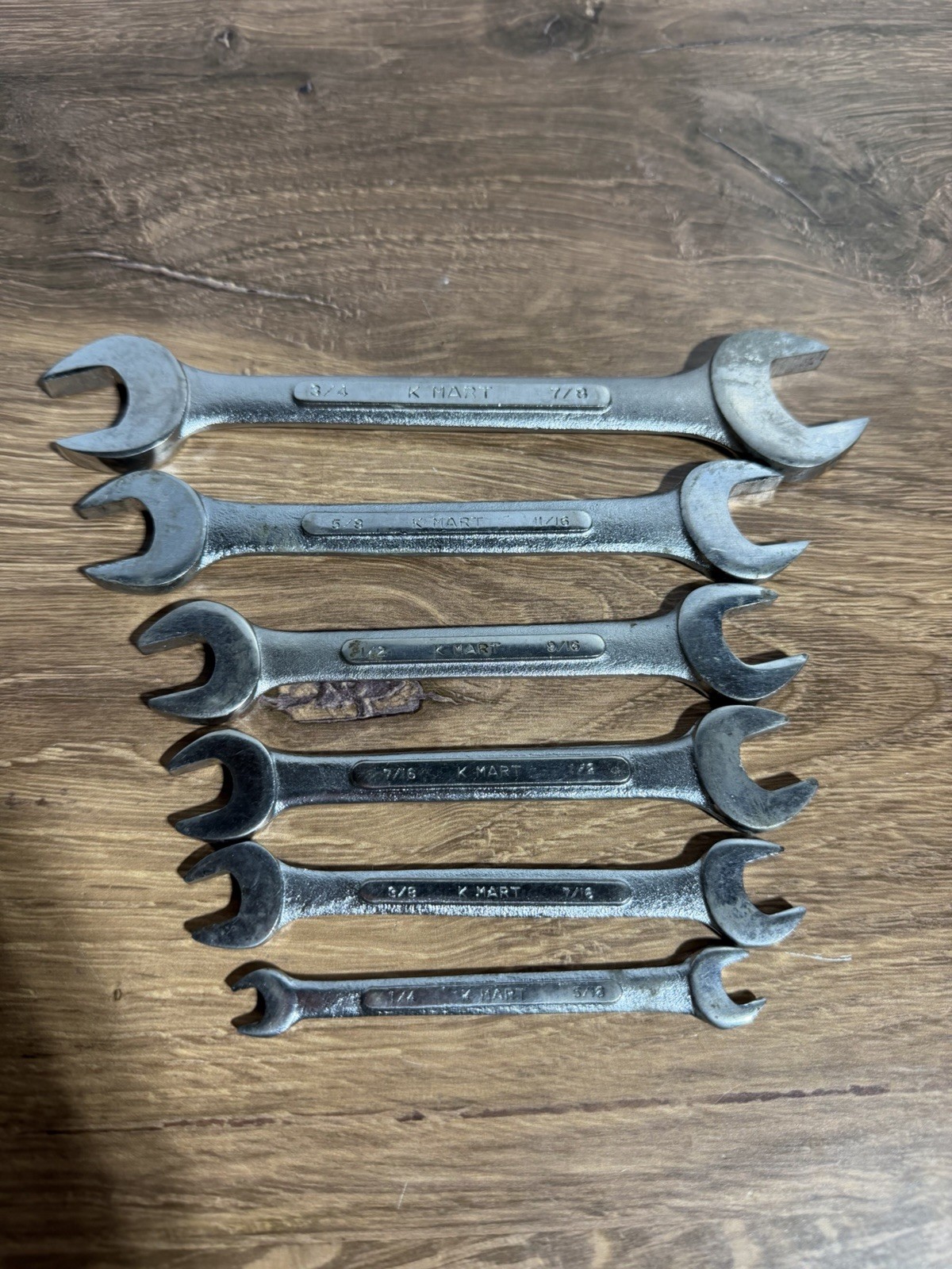 KMart Open End Dual Wrenches Set Of 6 Chrome Vanadium Collectible 1/4” – 7/8”