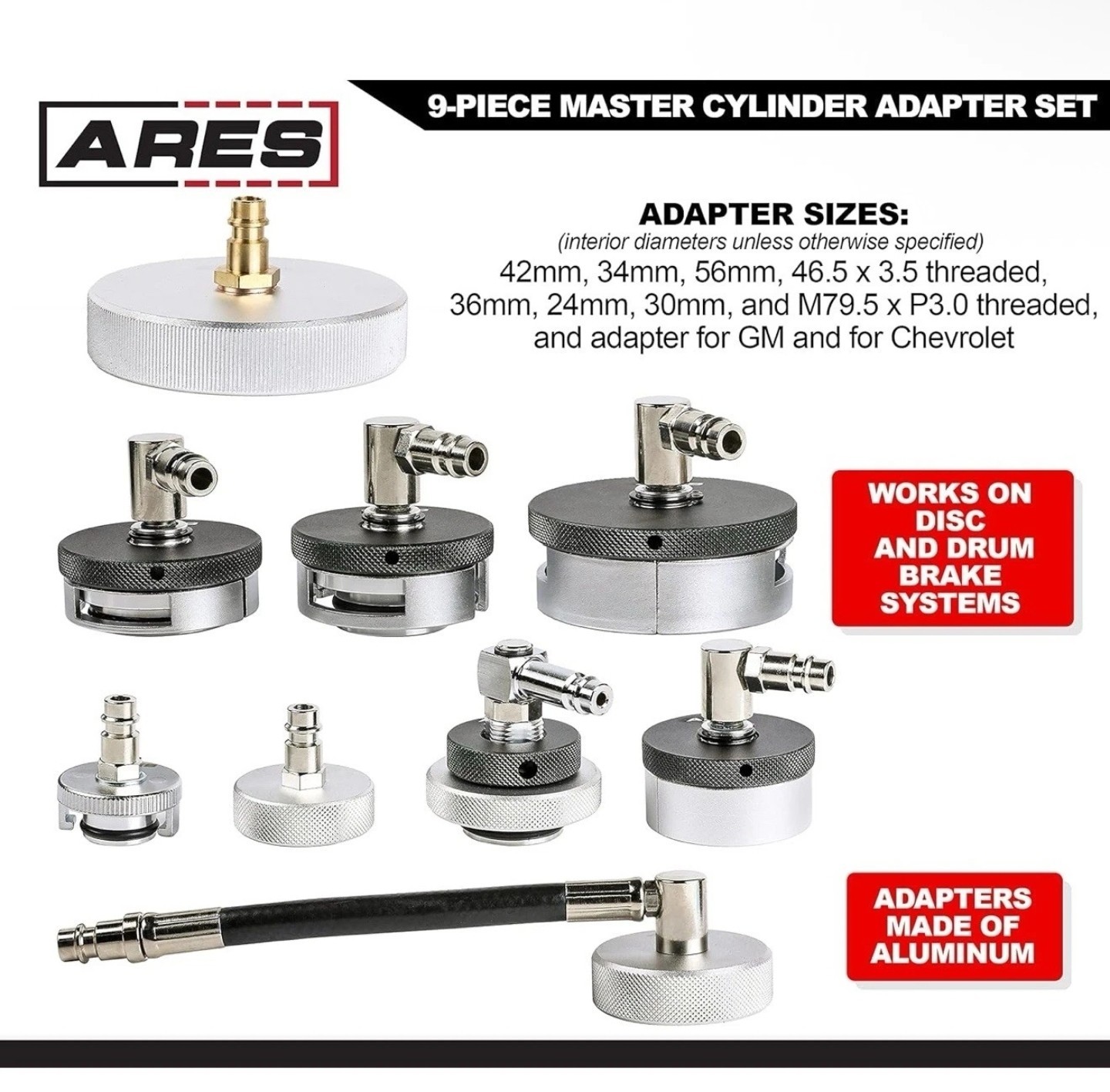 ARES 18038 9 Piece Master Cylinder Adapter Set – Adapters Brake Bleeding