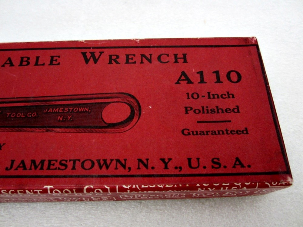 Vintage Crescent Tool Co 10″ Adjustable Wrench Box A110 Jamestown NY USA