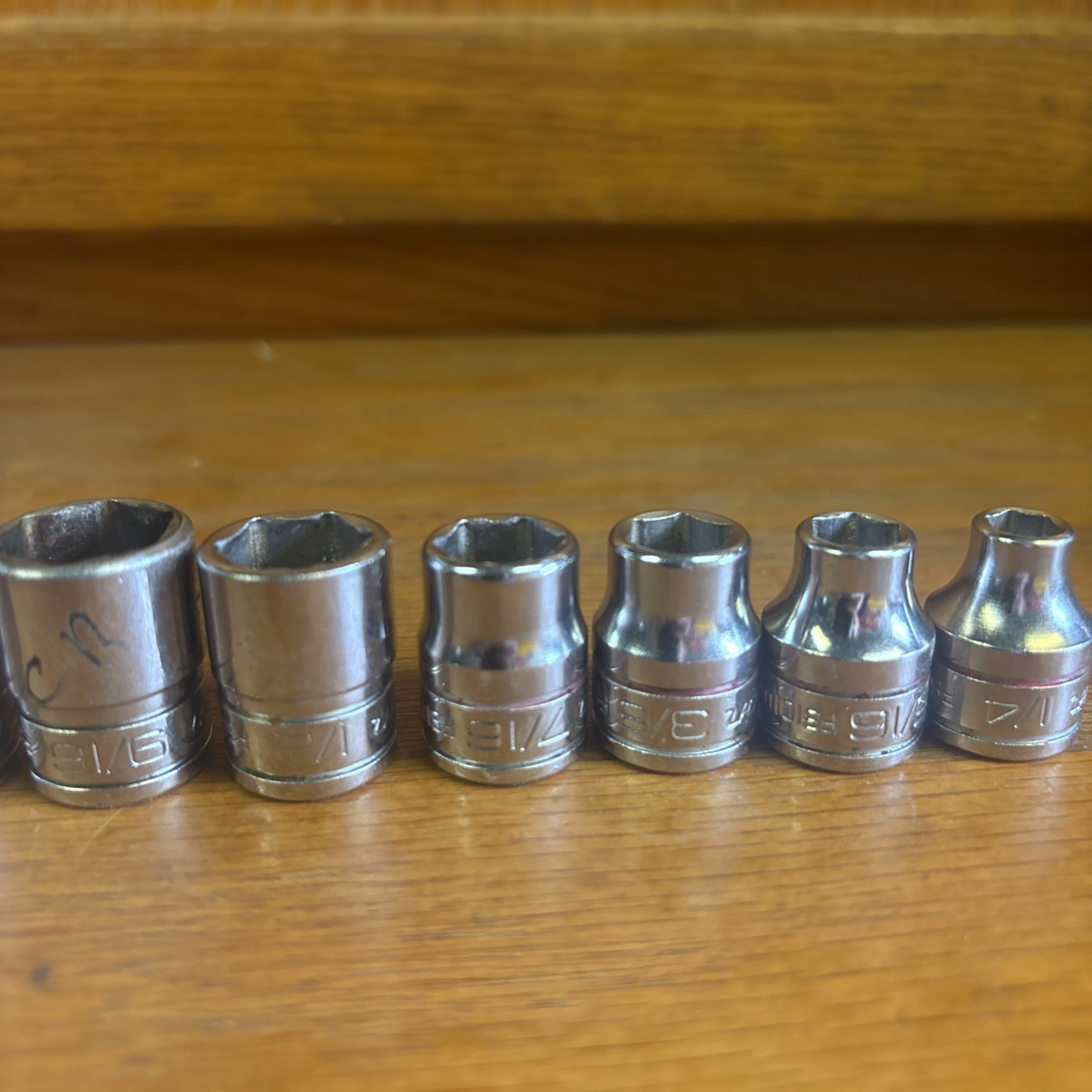 Snap On 3/8″ Drive 10Pc SAE Shallow 6 Pt Chrome Socket 1/4” to 13/16”