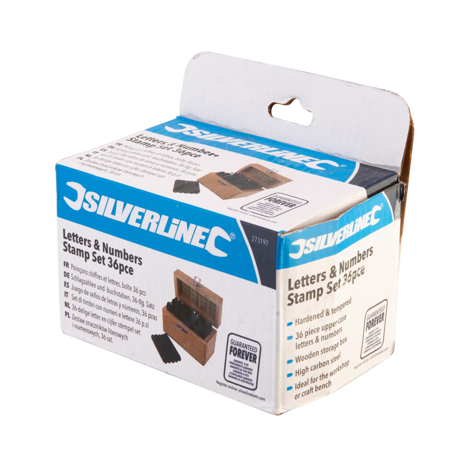 Silverline 36PC 5mm Letter & Number Stamp Set High Carbon Steel Wooden Box