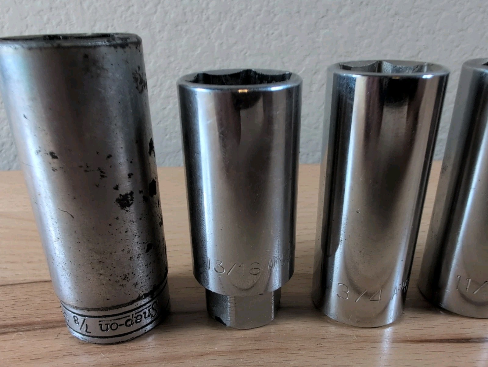 Mixed Lot 10 SAE 3/8″ Drive Deep Sockets Snap-on Armstrong Craftsman 1/4 – 7/8