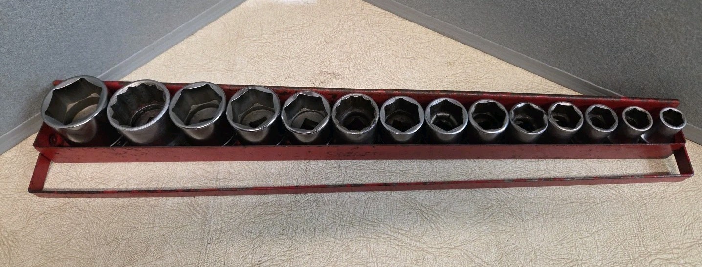 Snap On Shallow 14Piece SAE Socket Set 1/2″ Drive 6 point 1-1/4 to 7/16 2-12pt