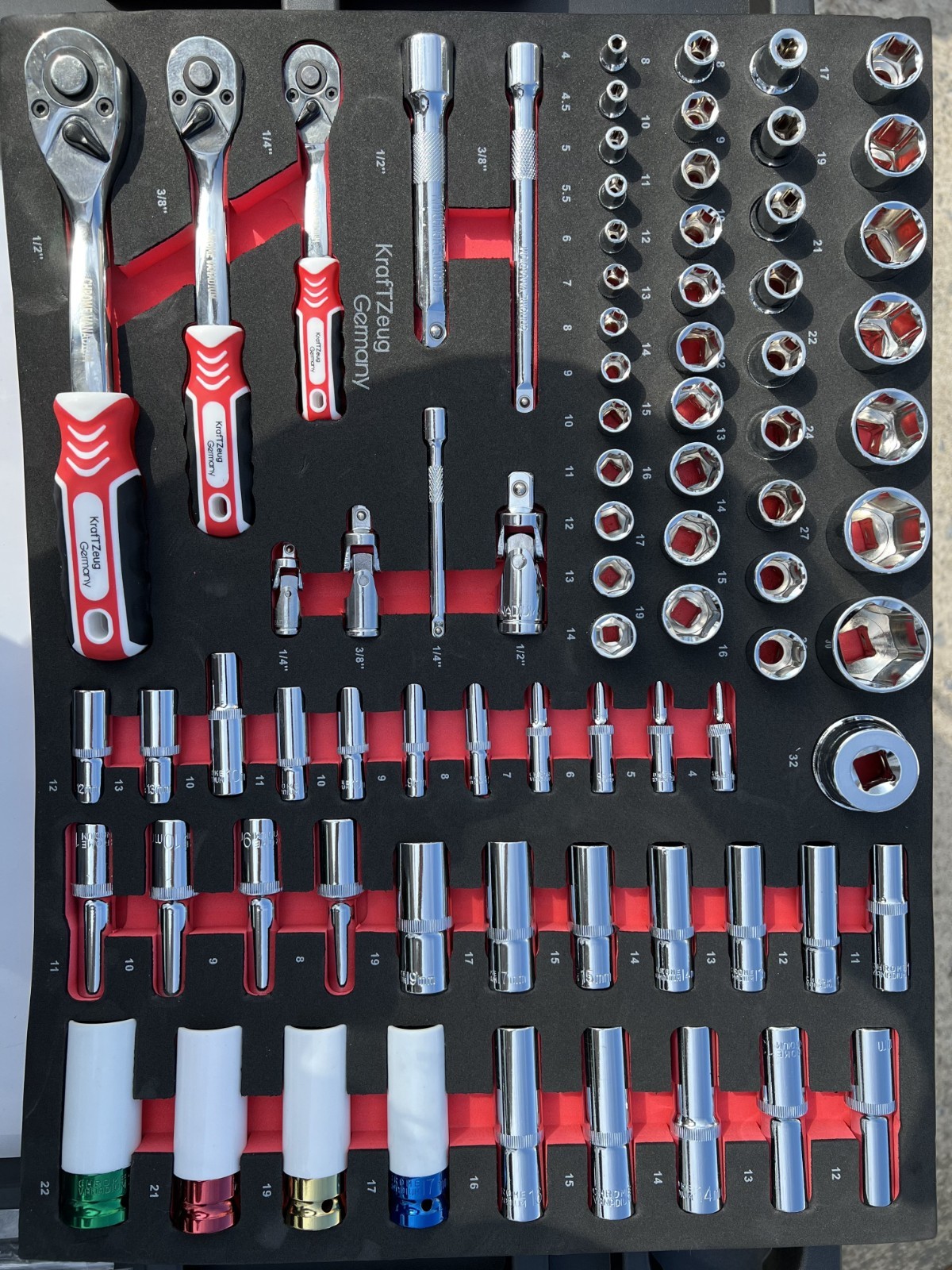 Premium 67pc Socket Wrench Set 1/4″ 3/8″ 1/2″ Drive Metric Deep &Standard Socket