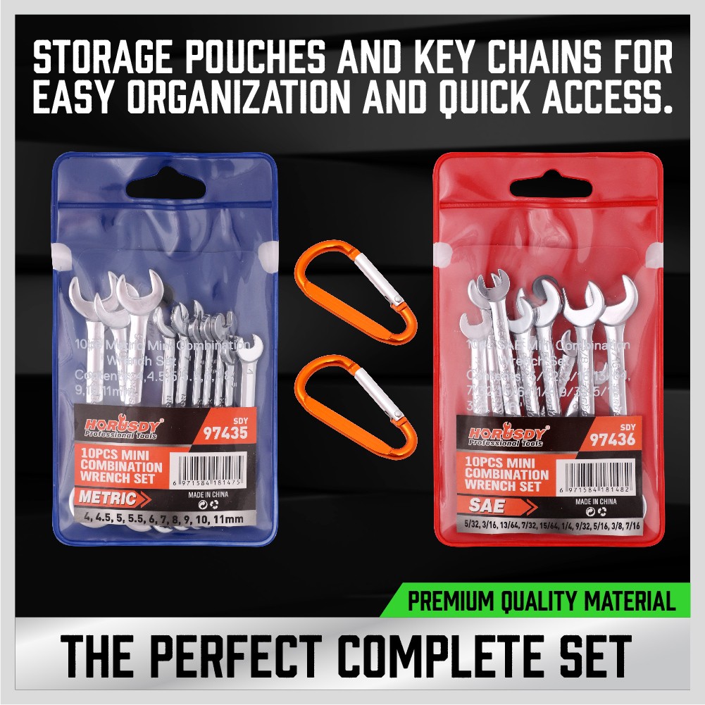 22pc Mini Wrench Set Metric SAE Ignition Spanner Open & Box End Small Equipment