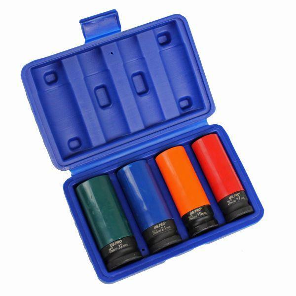 US PRO Tools 4pc 1/2″ Dr Deep Impact Sockets For Alloy Wheels 17, 19, 21, 22mm