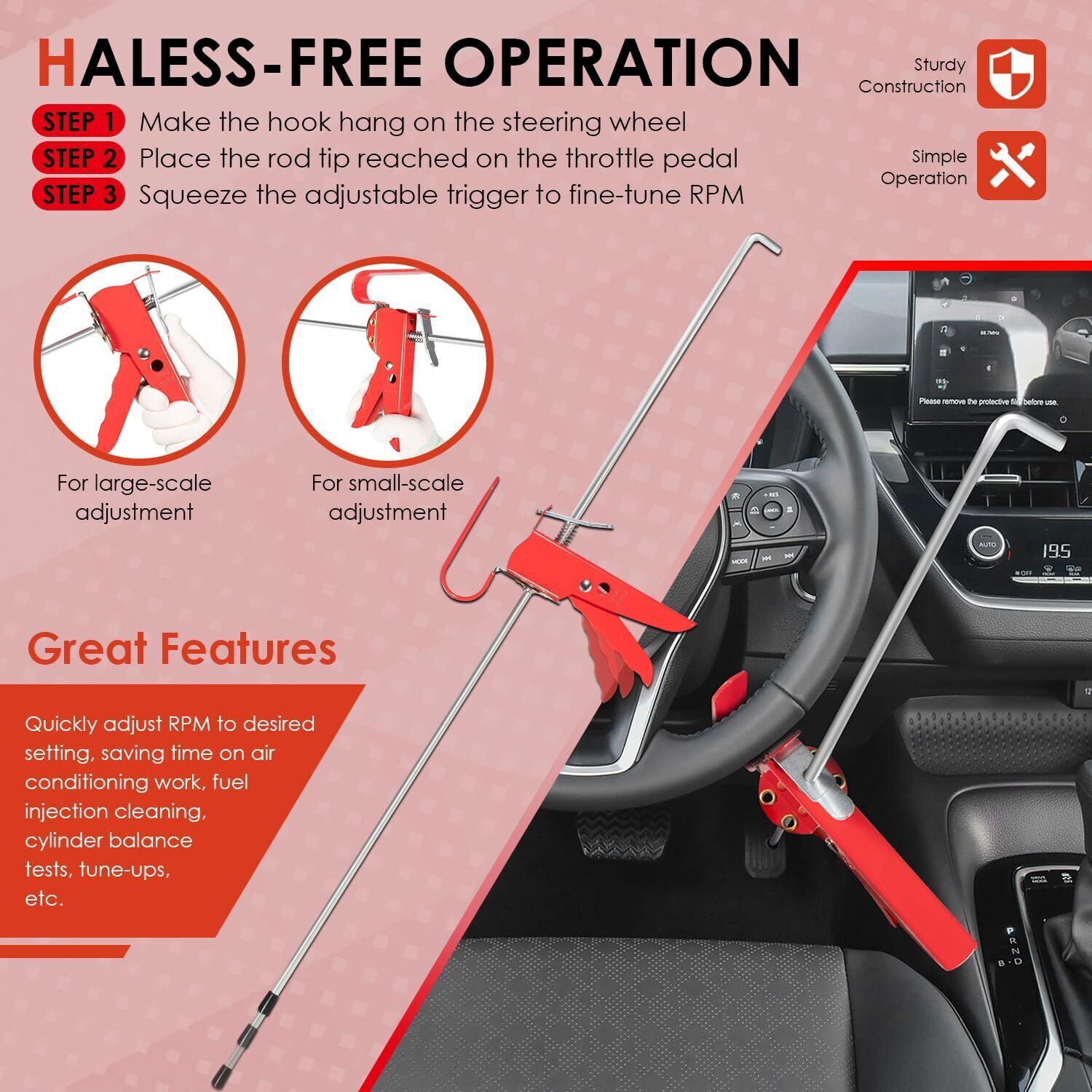 THE393 36″ Brake Pedal Depressor For Car Testing, Repairing & Auto Maintenance