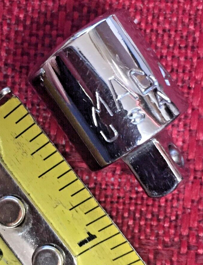 Mac Tool A128 Chrome Short Socket Adapter 3/8 to 1″dr 6pt 1″L USA Good 9.5/10