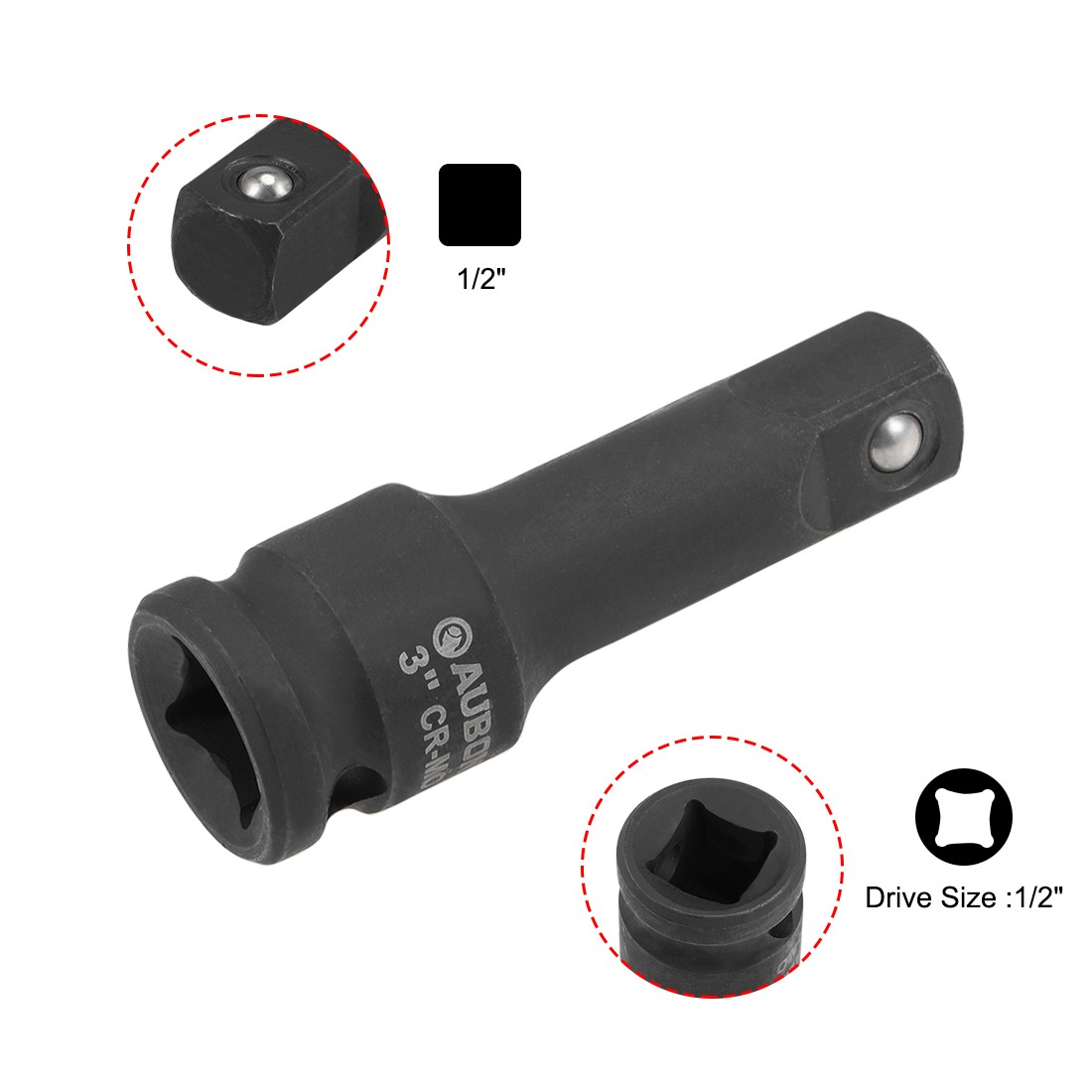 2Pcs 1/2-Inch Drive by 3-Inch Impact Extension Bar High Carbon Steel