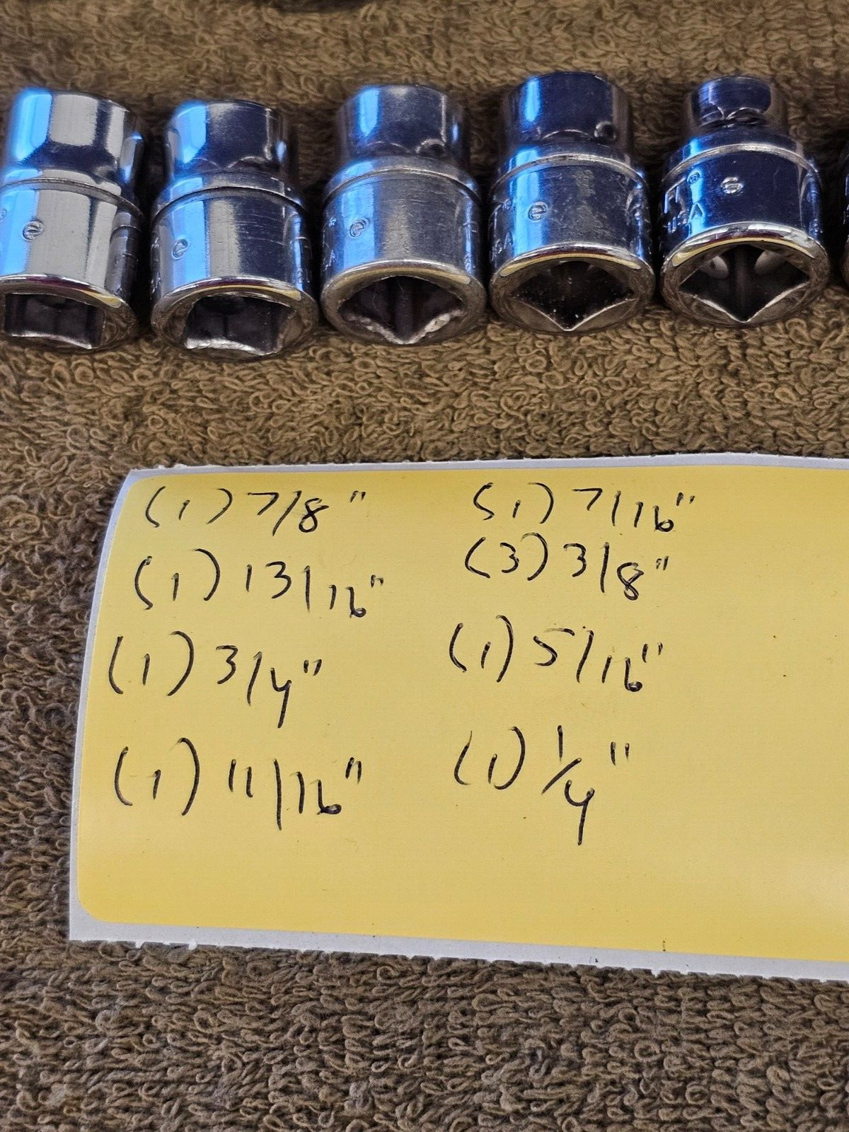 10 Skilcraft J31228 Socket Set 3/8 Drive Sae 7/8 13/16 3/4 11/16 7/16 1/4″ USA
