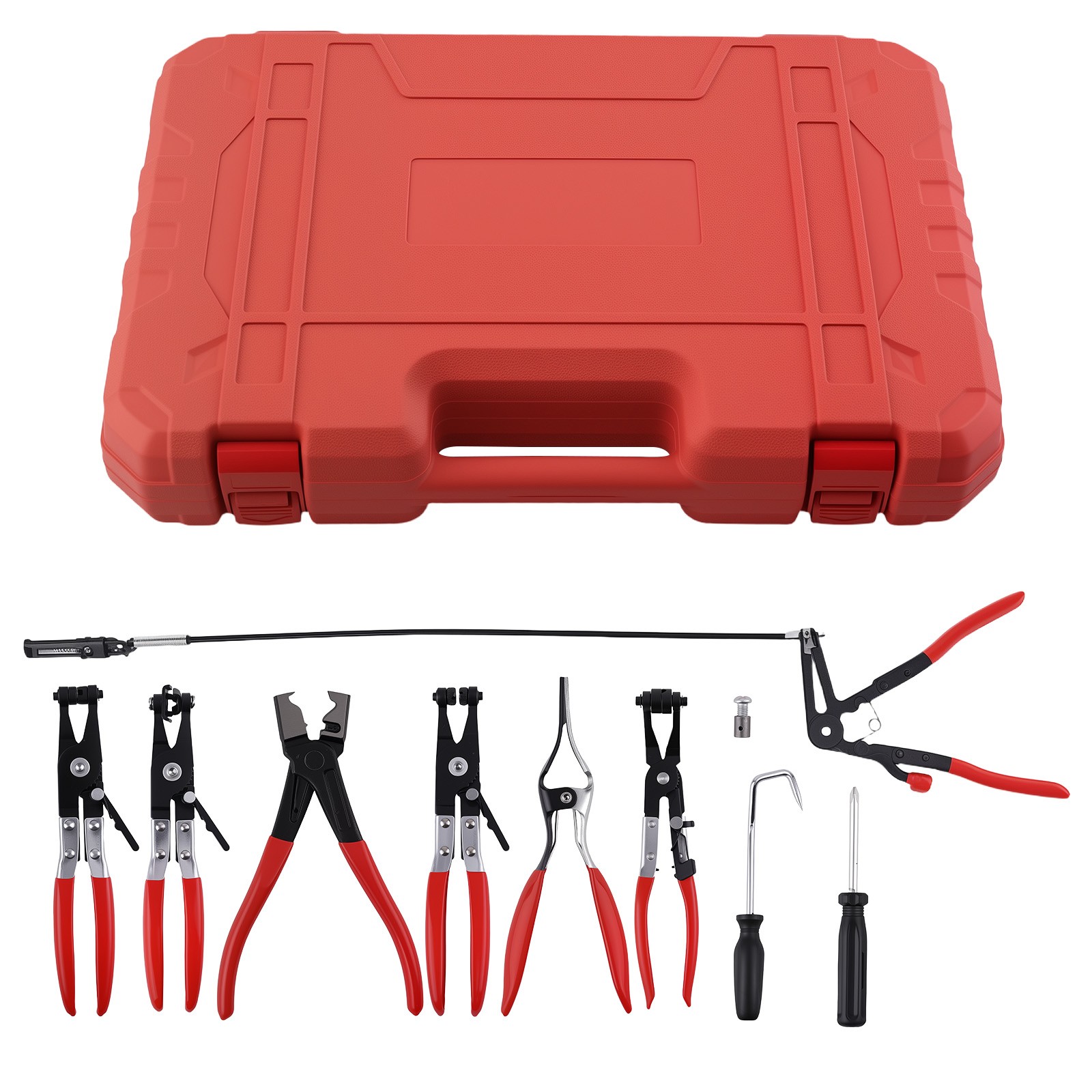 9PC Wire Hose Clamp Clip Pliers Set Swivel Jaw Fuel Oil Water Hose Auto Tool Kit