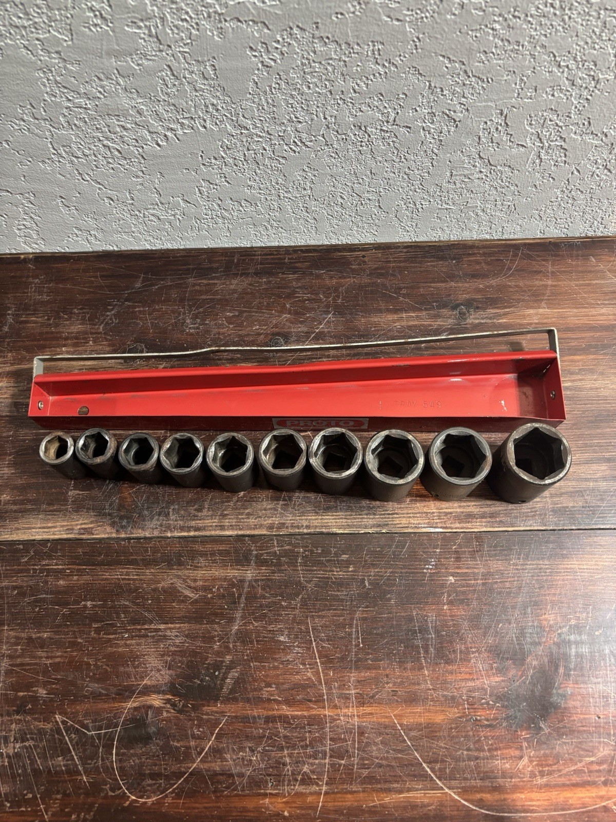 PROTO PROFESSIONAL USA 1/2″ DRIVE SAE 6PT IMPACT SOCKET SET W TRAY – READ DESC
