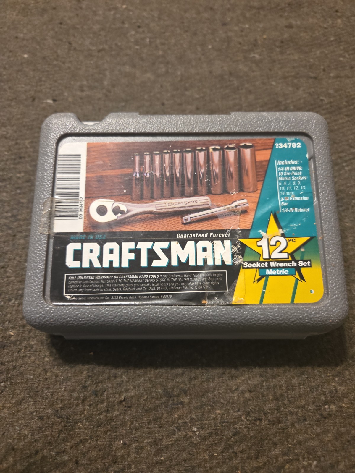 Craftsman 34782 1/4 Drive Metric 6 Point Sockets Set 5mm-14mm Made In USA