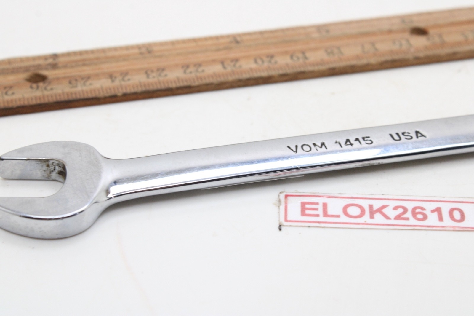 Snap-on VOM1415 14mm x 15mm Metric Open End Chrome Wrench 6-7/8″ USA
