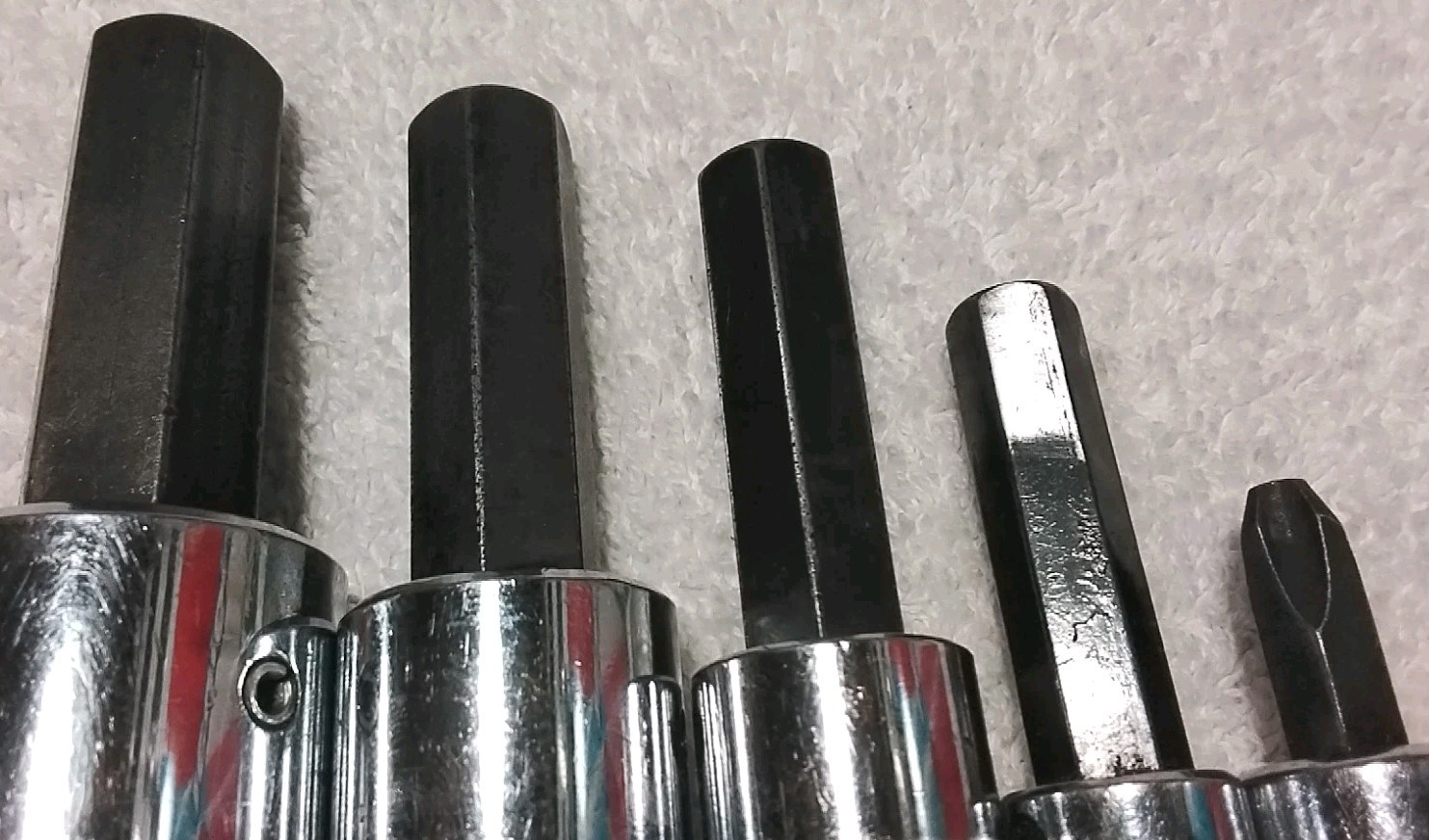 5PC PROTO 1/2″&3/8″ DRIVE 17MM-14MM-12MM-10MM& #4 PHILLIPS HEX SOCKET SET…