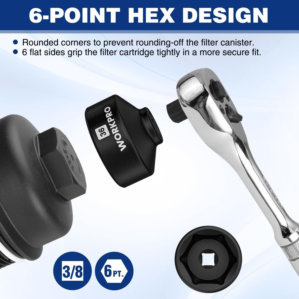 6-Piece Oil Filter Socket Wrench, Oil Filter Removal Tool Oil Filter Change Set