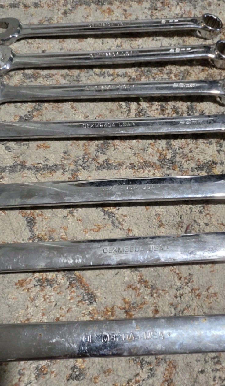 7 Snap On Wrenches OEXM320A-32mm, 30mm, 29mm,24mm,23mm, 22mm, 21mm VINTAGE