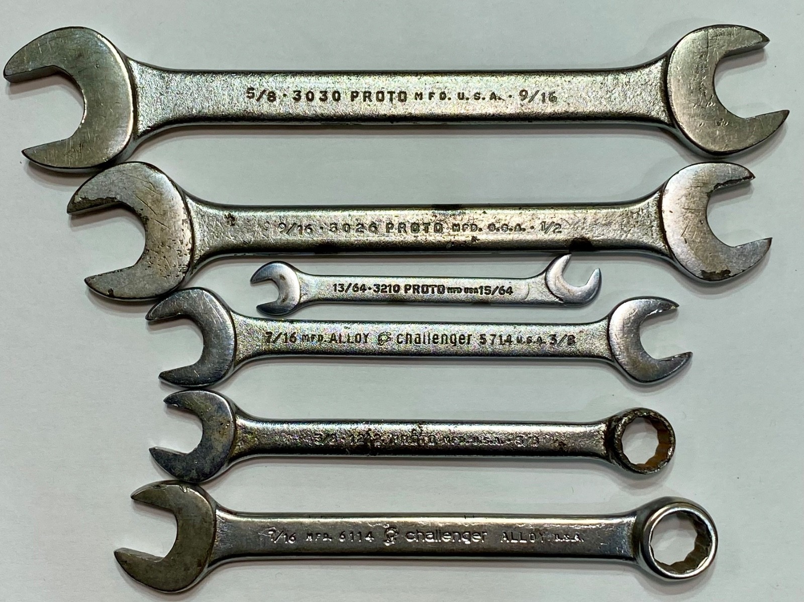 Vintage 6 pc. Proto/Challenger Wrench Lot, Made in USA