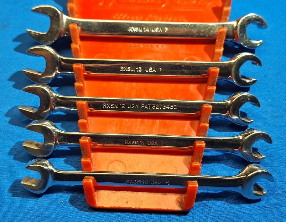Snap-On RXSM605 5 piece METRIC open end flare nut wrench set 10mm-14mm w/Tray