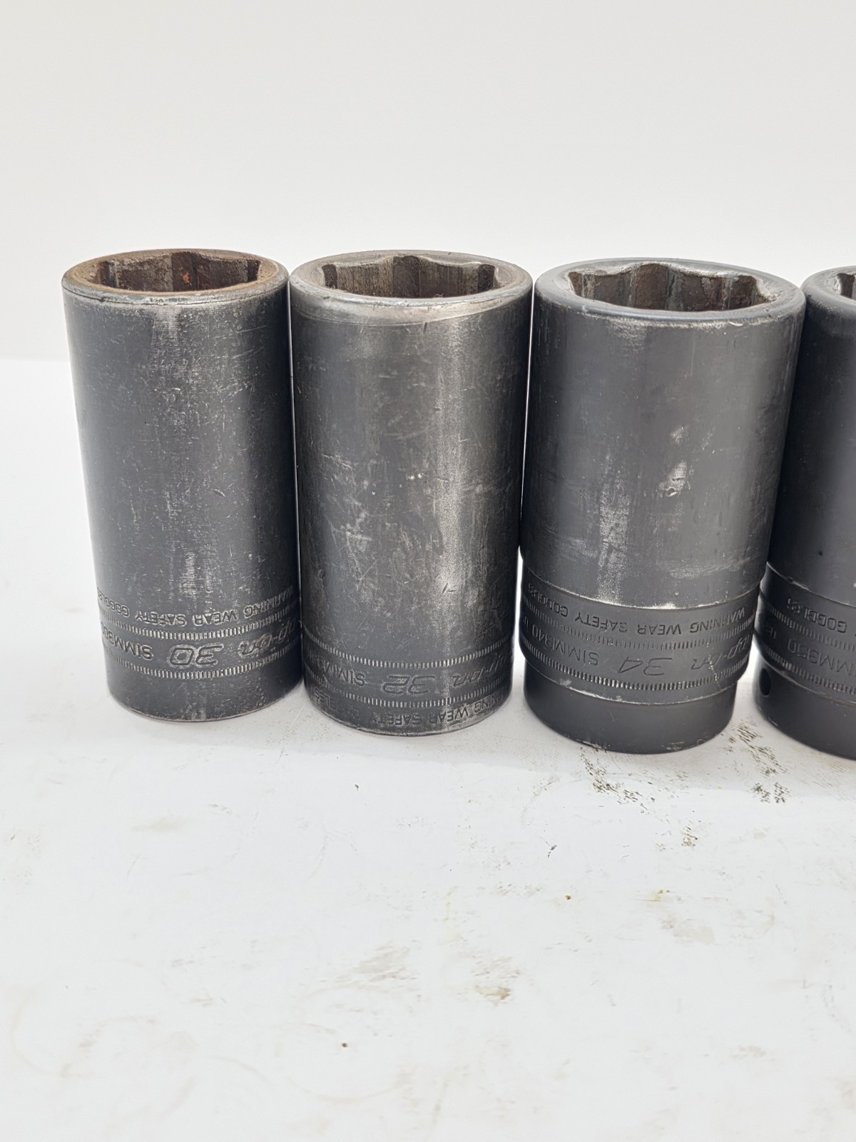 Snap-on 1/2 Drive Sockets 30,32,34,35,36mm Deep Impact 5pc Socket Set Usa