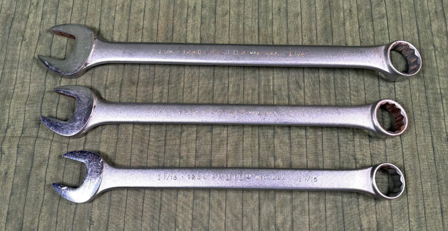 Proto Professional SAE Combination Wrench Set of (3) 1234, 1236 & 1240 ~ U.S.A.