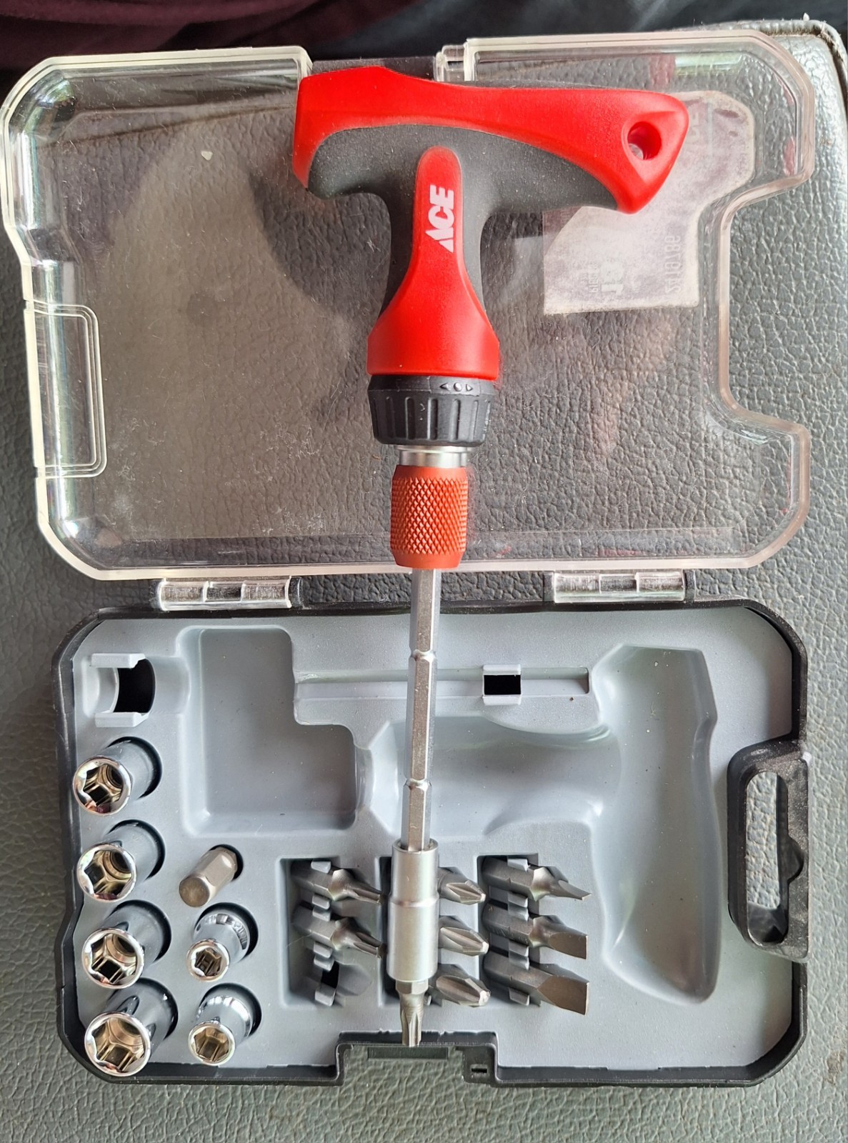 Ace Ratcheting Tee Handle Screwdriver Bit And Socket Driver Set