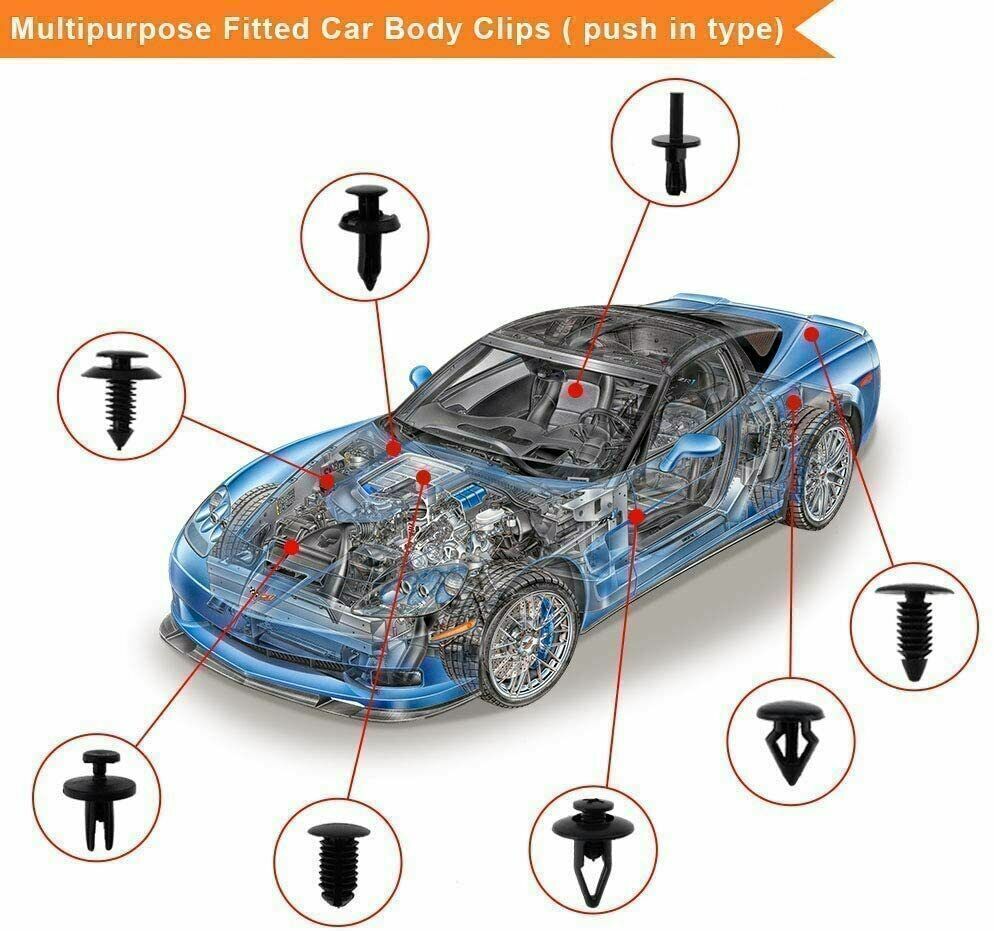825pcs Car Retainer Auto Fasteners Push Trim Plastic Clips Pin Rivet Bumper Kit