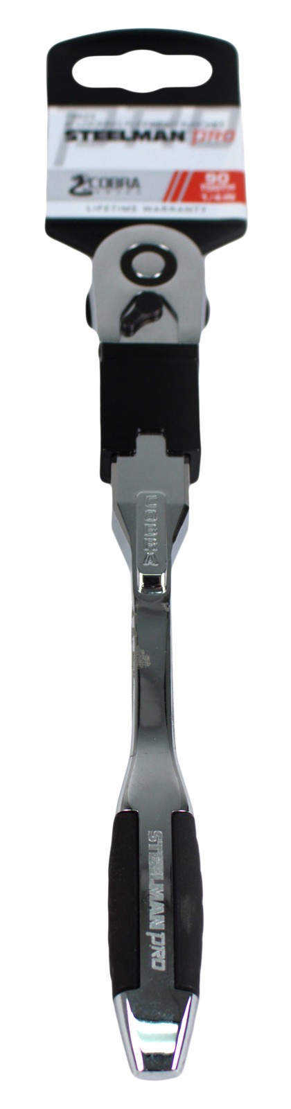 Steelman Pro 8in Locking Flex-Head 90 Teeth Ratchet 1/4in Drive Reversible 78623