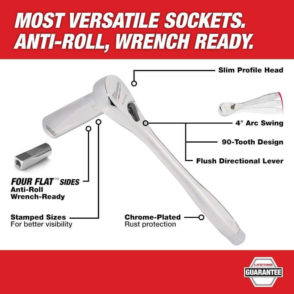 Milwaukee 3/8 in. SAE/Metric Ratchet & Socket Mechanics 56 pc & Screwdriver Set