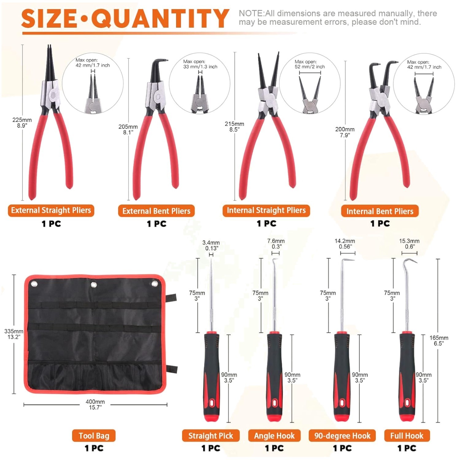 Versatile 8Pc Circlip Pliers Kit for Automotive Maintenance