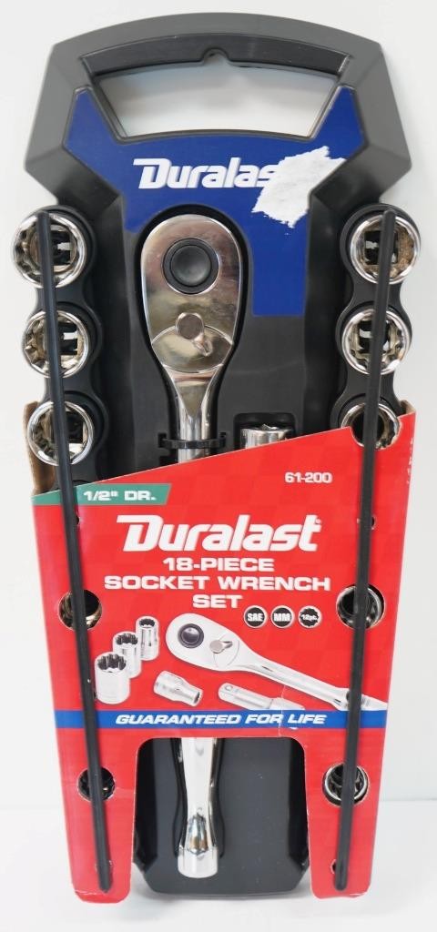 NEW – Duralast 61-200 1/2″ Drive 18-Piece SAE/Metric Socket Wrench Set