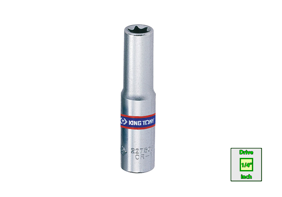 1/4” Drive Star Deep Socket Torx E 4-8mm Size KING TONY 1/4 inch Outside Torx
