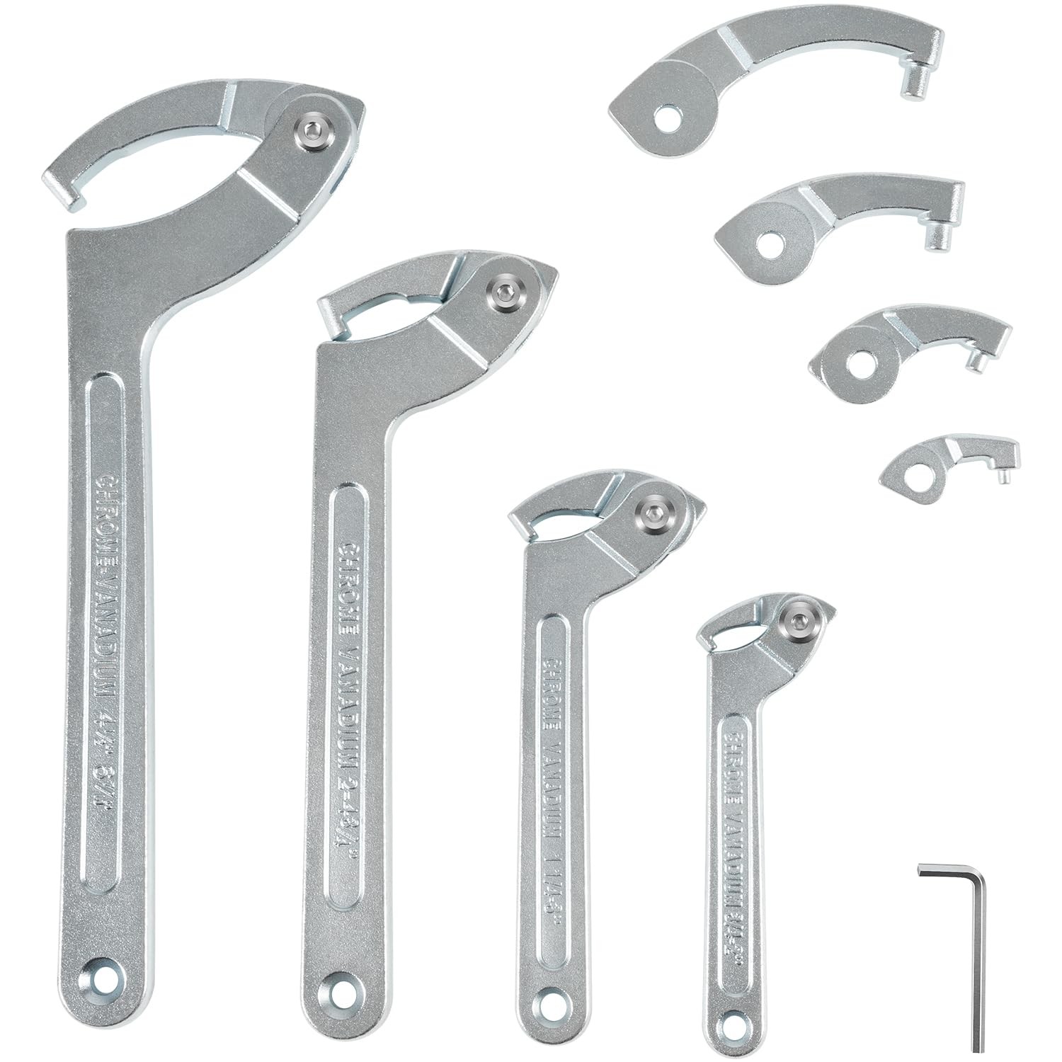8 Pack Adjustable Hook C Pin Spanner Wrench Tool Set Nut Wrench 3/4″ to 6-1/10″