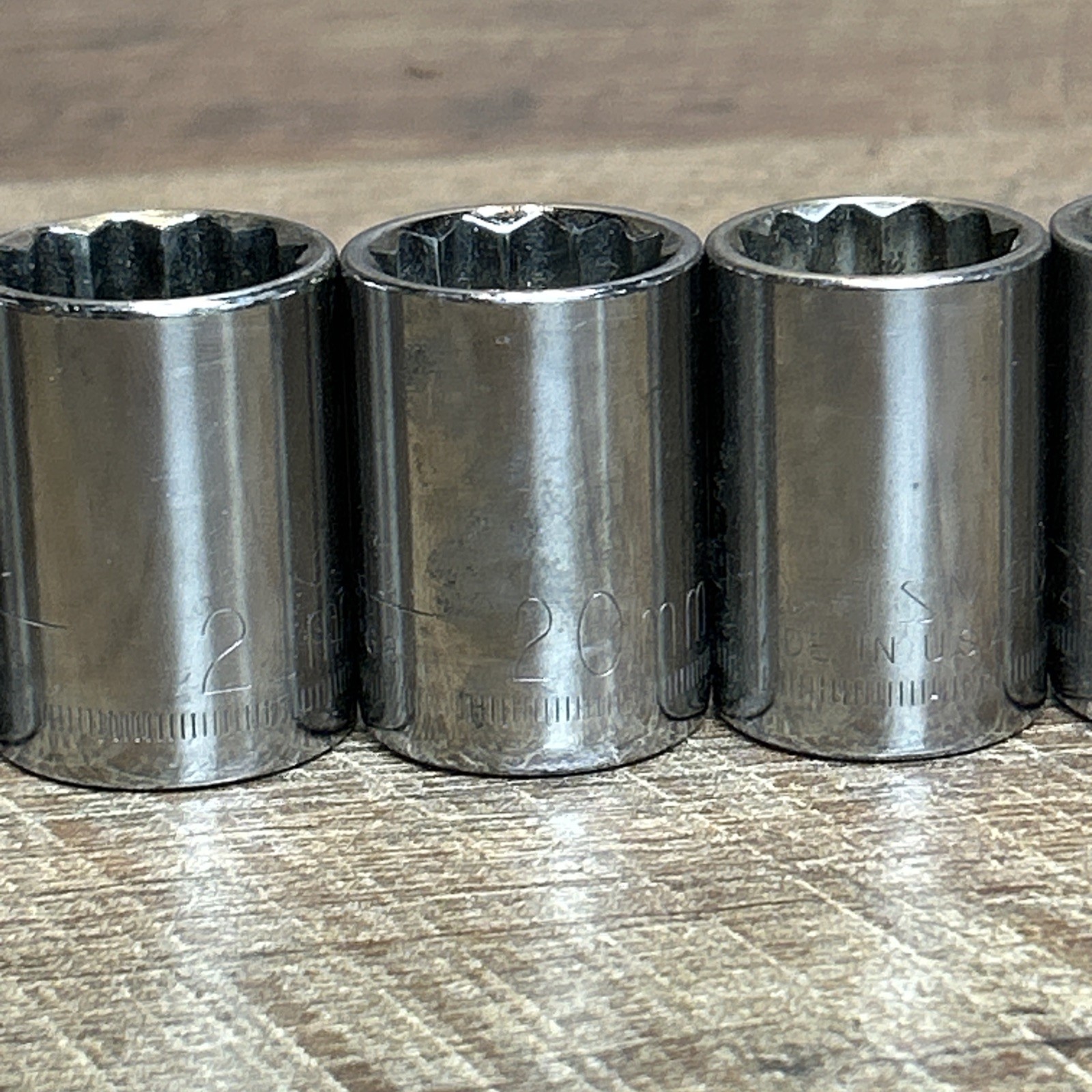 10 Piece Vintage Craftsman 1/2″ Drive 12 Point Metric Socket Set Made In USA