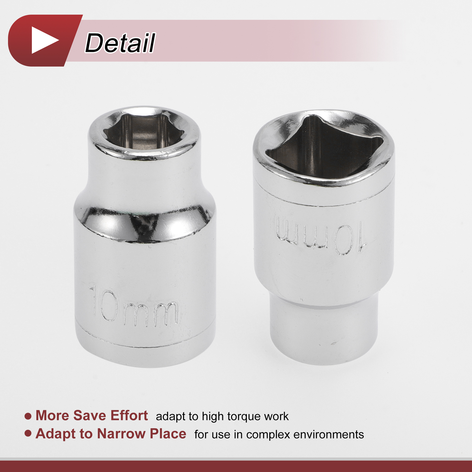 Universal 1/2 Inch Drive Impact Socket 10mm 6 Point Carbon Steel 1 Pcs 38mm